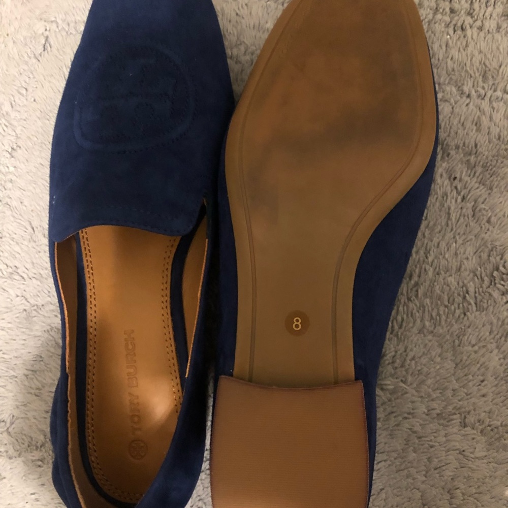 Tory Burch velvet loafers.